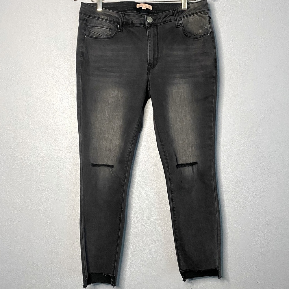 Gibson Latimer Womens Jeans Size 8 Black Distressed Skinny Mid Rise